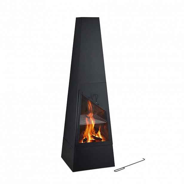 Relaxdays KRB Černý ocelový zahradní s grilem 149 cm