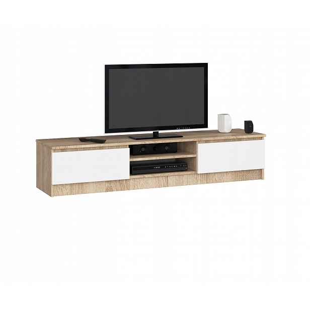 Skříňka Rtv stolek 2D1P 160 cm sonoma-bílá komoda Akd