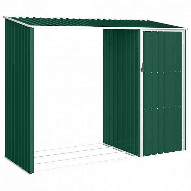 vidaXL Zahradní kůlna na dříví zelená 245x98x159 cm pozinkovaná ocel