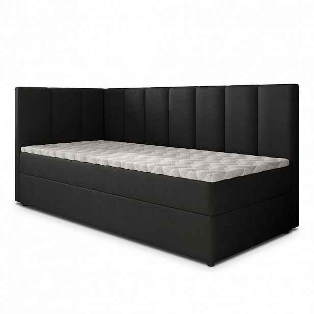 MASSENO AMERICKÁ POSTEL BEVE 100x200 cm, s matrací a úložným prostorem, černá