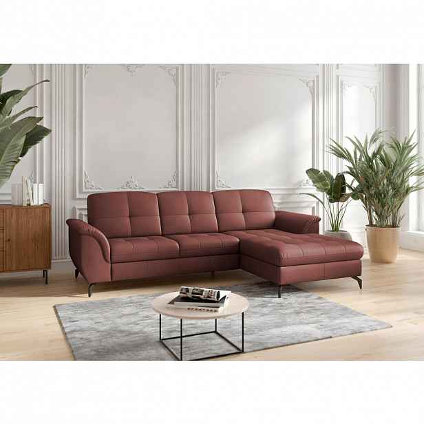 Sit & More ROHOVÁ SEDAČKA, textil, kůže, červenohnědá