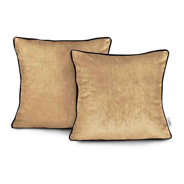 Restilo Povlaky na polštáře AmeliaHome Velvet Piping hořčicové, velikost 45x45