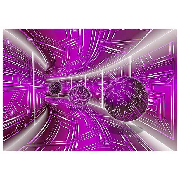 Vliesová fototapeta Tunel geometrie Fialový prostor 312x219 lepidlo