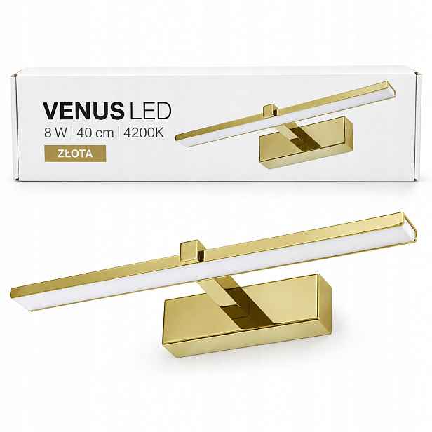 Zrcadlová nástěnná lampa Venus 8W 40 cm zlatá Led 580lm 4200K IP44 koupelnová