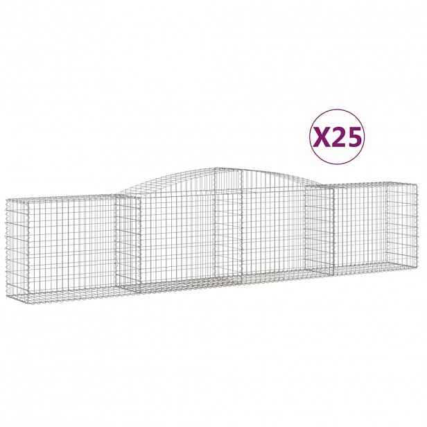 vidaXL Klenuté gabionové koše 25ks 400x50x80/100 cm pozinkované železo
