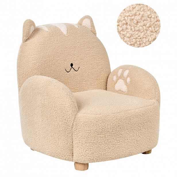 Beliani DĚTSKÉ KŘESLO Katze Bouclé Béžové Zoar
