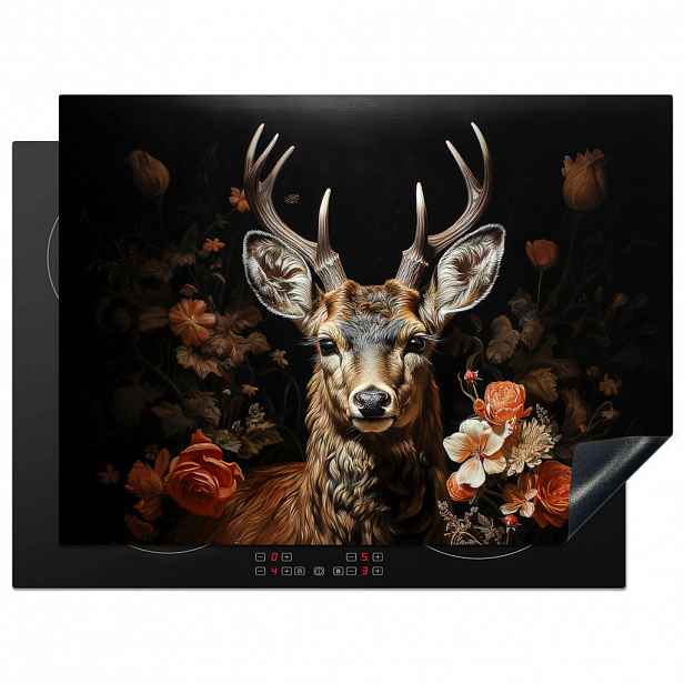 MuchoWow KRYT NA INDUKČNÍ DESKU Jelen - Zvíře - Květiny - Příroda - Botanický 70x52 cm