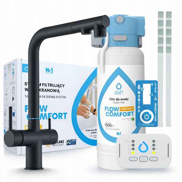 Kuchyňský Kohoutek Na Vodní Filtr Černý A Filtr Pod Dřez Dafi Flow Comfort D-1