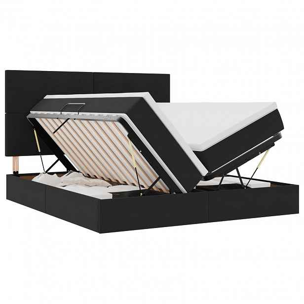 vidaXL Postel s úložným prostorem s čelo Černá 180 x 200 cm samet