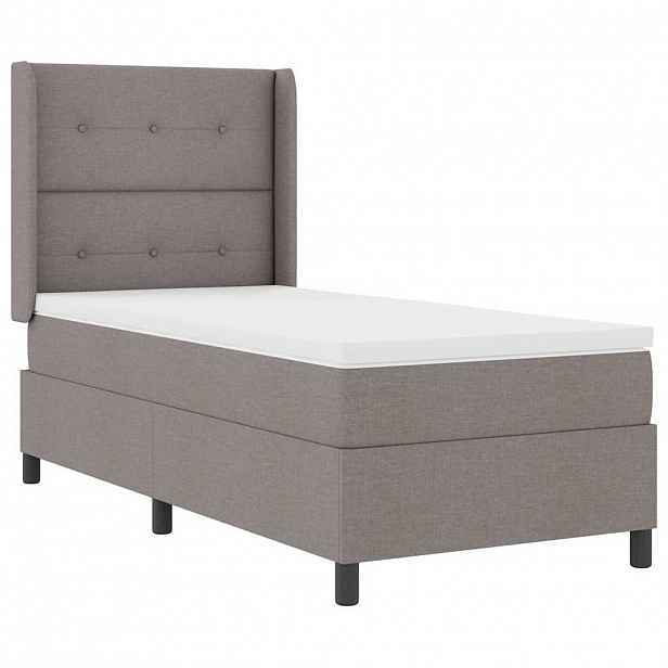 vidaXL LED box pružinová postel s čelo Taupe 90 x 190 cm textil