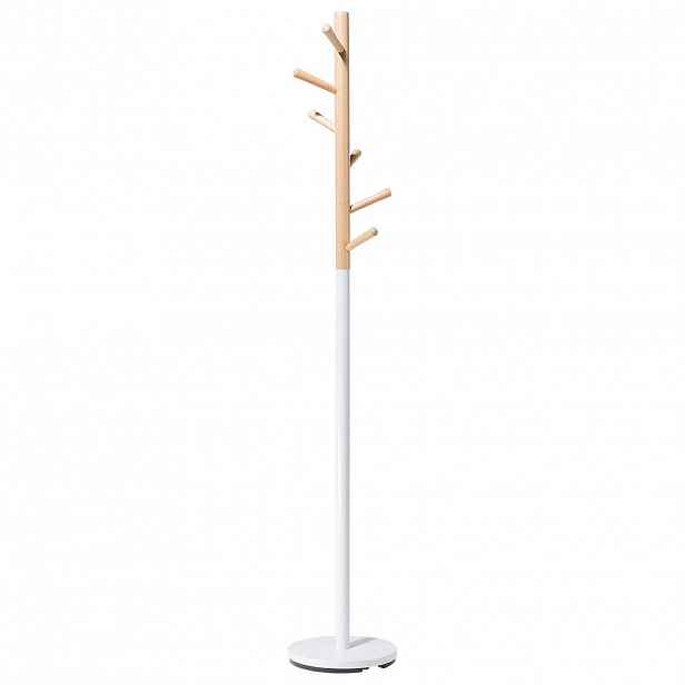 Beliani VĚŠÁK NA ŠATY Borovicové dřevo/Kov světle hnědý/bílý 170 cm Aubum