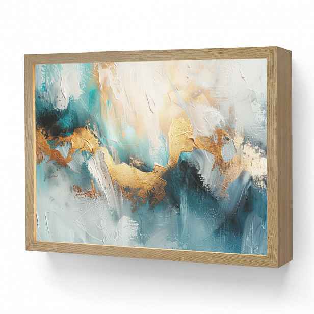 OnlyWow NÁSTĚNNÁ LAMPA S AKUMULÁTOREM Abstraktní - umění - zlatá - modrá 40x30 cm