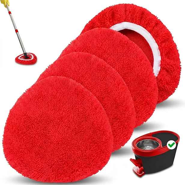 TEMU 4 balení náhradních hlav na mop z mikrovlákna, náhradní hlavy pro rotační mop z mikrovlákna, opakovaně použitelné náplně, prachovky, náhradní