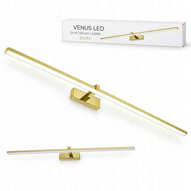 Zlatá nástěnná lampa Venus 24W 120 cm Led nad stůl 4200K IP44 1640lm
