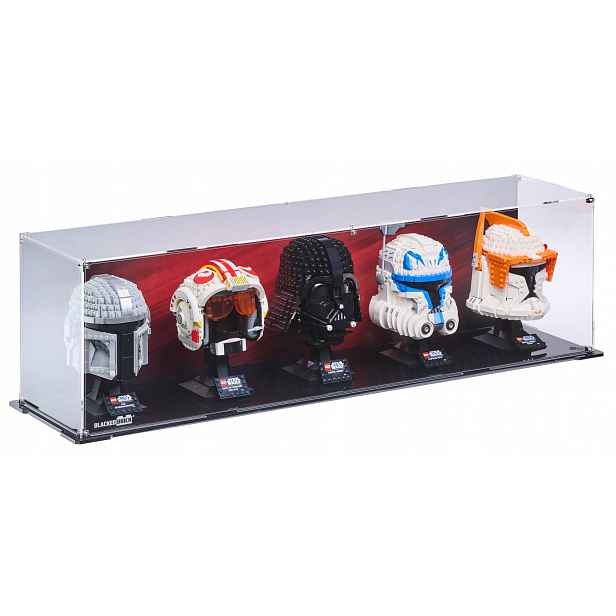 2x pozadí vitríny Blacked Brick pro 5x Lego Helma Star Wars Marvel SuperHeroes DC