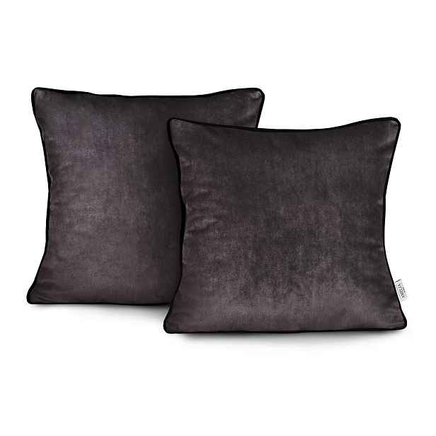 Restilo Povlaky na polštáře AmeliaHome Velvet Piping tmavě hnědé, velikost 45x45