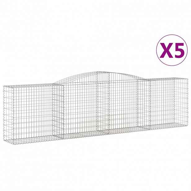 vidaXL Klenuté gabionové koše 5 ks 400x50x100/120cm pozinkované železo
