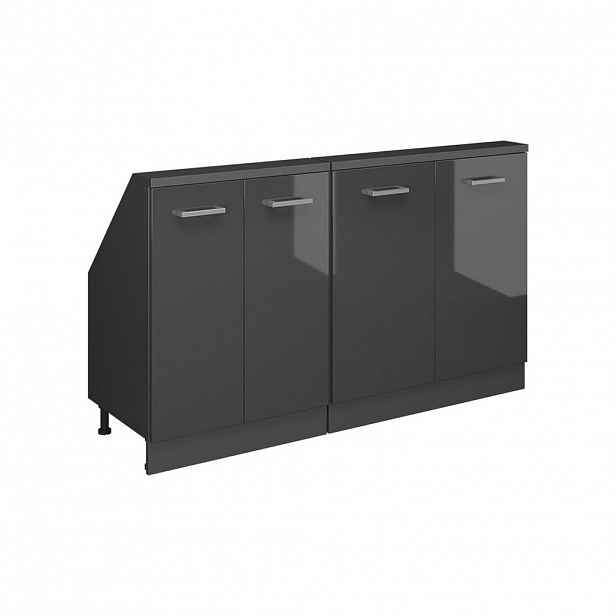 Vicco KUCHYŇSKÁ SKŘÍŇKA POD ŠIKMOU STŘECHU R-Line Antracitový vysoký lesk 140 cm Sada 2 kusů
