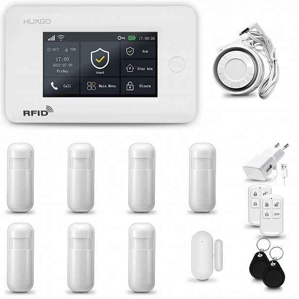 Bezdrátový alarm WiFi+ Gsm 4G s aplikací Tuya, sada Huxgo HXA006 R7PS