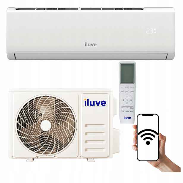Domácí klimatizace Iluve 3,4kW 40m2 Wi-Fi Topení Nástěnná Klimatizace