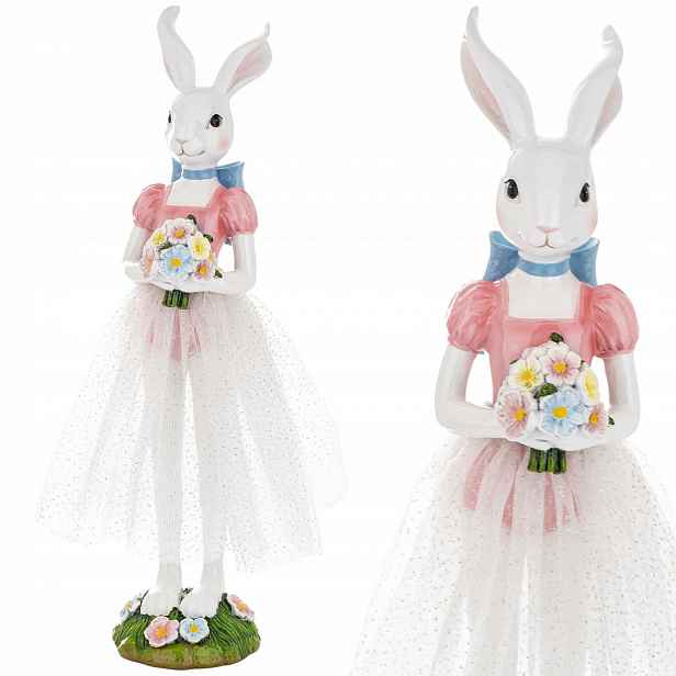 figurka velikonoční zajíček bílá holčička králíček 40 cm XL