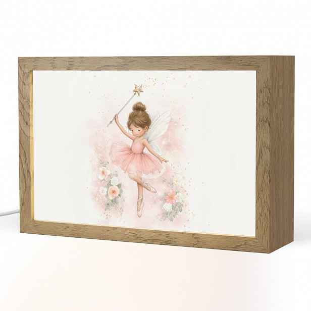 OnlyWow NOČNÍ LAMPIČKA Baletka - Víla - Květiny - Růžová 30x20 cm