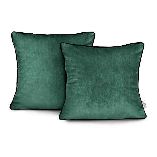 Restilo Povlaky na polštáře AmeliaHome Velvet Piping tmavě zelené, velikost 45x45