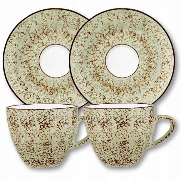 Šálek na čaj kávu porcelánový pistáciový 300 ml a podšálek 15 cm Wilmax