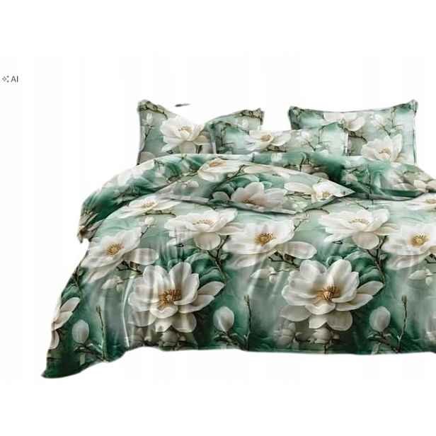 Povlečení Bavlněný satén 200×220 cm – 4 prvky – Květiny-Fashion Home