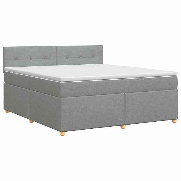 vidaXL Postel boxspring s matrací Světle šedá 180 x 200 cm Textil