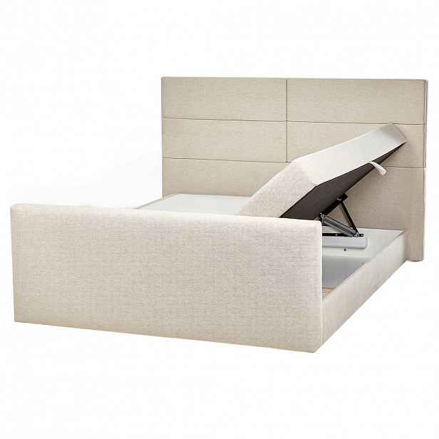 Beliani BOXSPRINGOVÁ POSTEL 160/200 cm Světlá Béžová Aristocrat