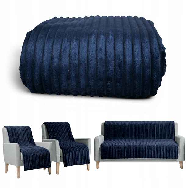 Komplet do obývacího pokoje Fleecová Deka na pohovku 220x200 a 2xKřesla 70x160 Granátová