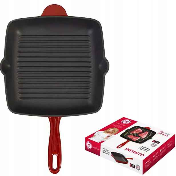 Litinová grilovací pánev 26 cm se smaltovaným povrchem Mg Home jako dárek