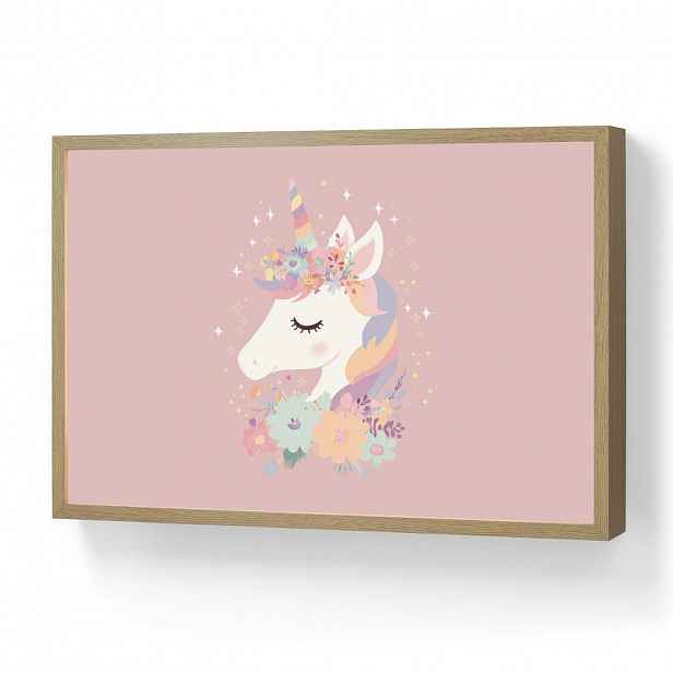 OnlyWow DOBÍJECÍ NOČNÍ LAMPIČKA Jednorožec - růžová - květiny 60x40 cm