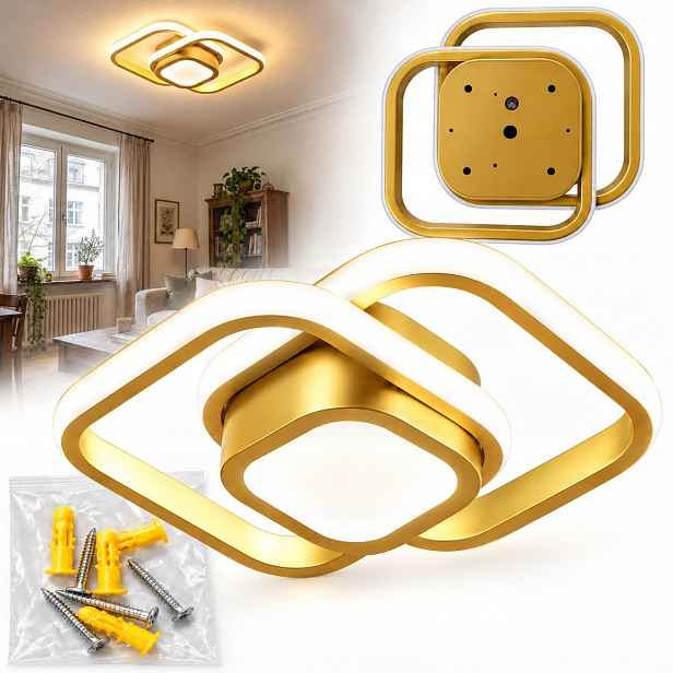 stropní svítidlo Led Stropní Svítidlo koupelnová Zlatá Čtverec 33W 3 barvy Moderní