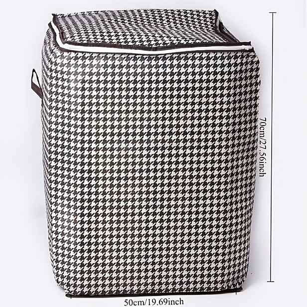 TEMU Sada velkých úložných boxů, silná podšívka a dvojitý zip, černobílý kostkovaný design, stohovatelné, s víkem a úchytem, vhodné pro stěhování,