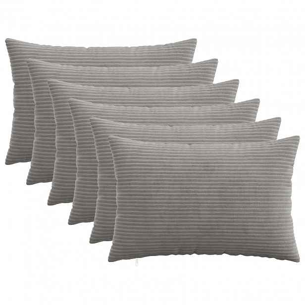 vidaXL Povlak na polštář 6 pcs HEERLEN Světle šedá 30 x 50 cm manšestr