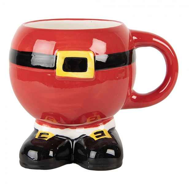 Červený keramický hrnek Santa Claus - 14*11*11 cm / 400 ml Clayre & Eef