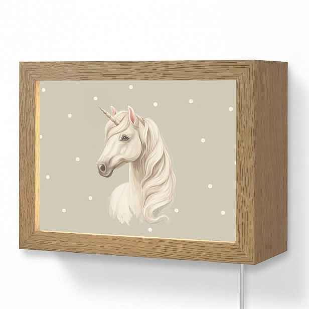 OnlyWow NÁSTĚNNÁ LAMPA Jednorožec - bílý - tečky 20x15 cm