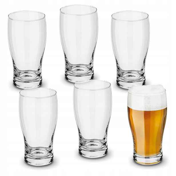 Sada 6 skleněných vysokých sklenic na pivo 530 ml
