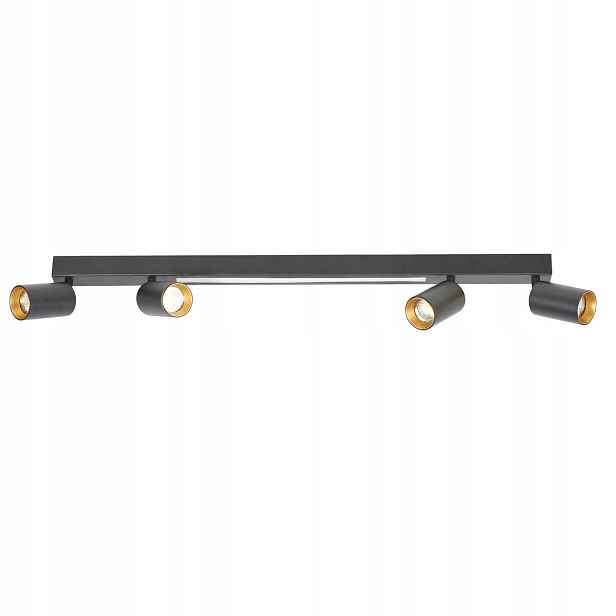 Stropní svítidlo černé zlaté 4 reflektory lišta 100 cm Light Prestige