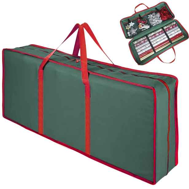 TEMU Organizér na vánoční balicí papír, velkokapacitní úložná taška na balicí papír s víkem, 83X35X14Cm/32.68X13.78X5.51In, zapínání na zip, držadla