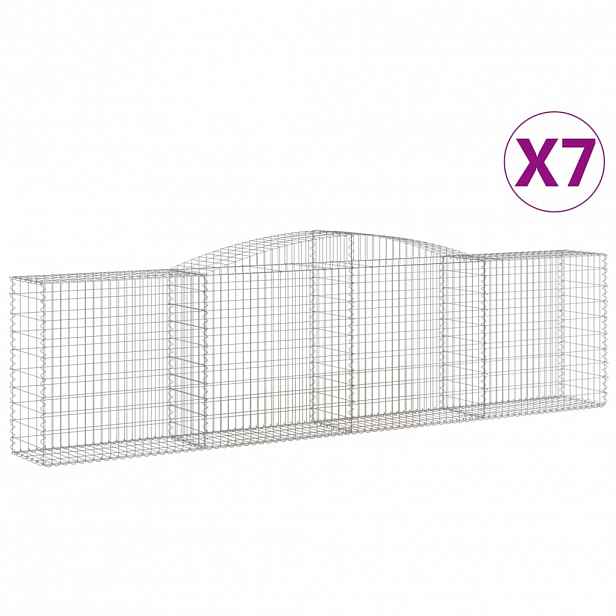 vidaXL Klenuté gabionové koše 7 ks 400x50x100/120cm pozinkované železo