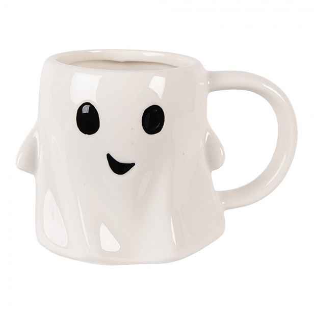 Bílý keramický hrneček  Ghost - 14*9*10 cm / 350 ml Clayre & Eef