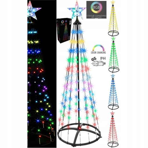 Velký Vánoční Stromek Dekorace 550 Led Rgb Multicolor Dálkové Ovládání výška 300 cm