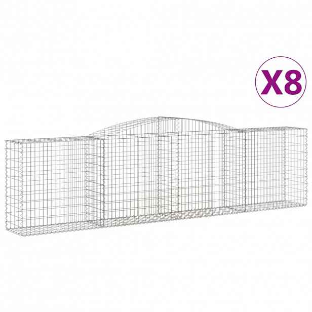 vidaXL Klenuté gabionové koše 8 ks 400x50x100/120cm pozinkované železo