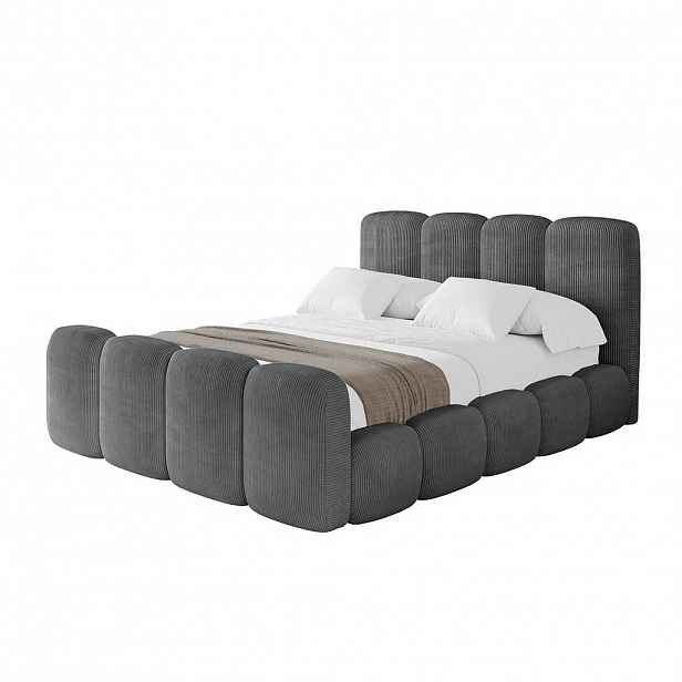 ALTDECOR ČALOUNĚNÁ POSTEL s úložným prostorem, zánožím a lamelovým roštem, americká postel bez matrace – KALA-Z 120x200 tmavě šedá