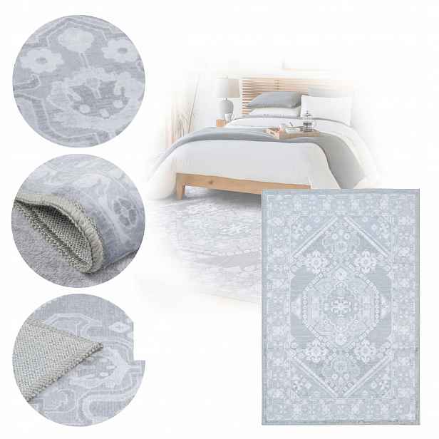 Koberec Orientální Velurový 60x100 cm Velvet Protiskluzový skládací Šedý