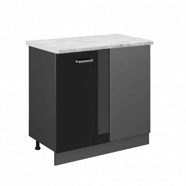 Vicco ROHOVÁ SKŘÍŇKA R-Line Černý vysoký lesk 86 cm PD Mramor