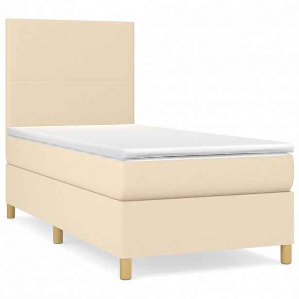 vidaXL Box spring postel s matrací krémová 90x190 cm textil